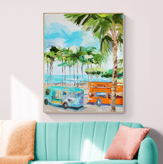 Waikiki Buses - Canvas Print