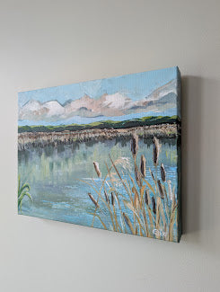 Calm Waters and Cattails - Original Painting