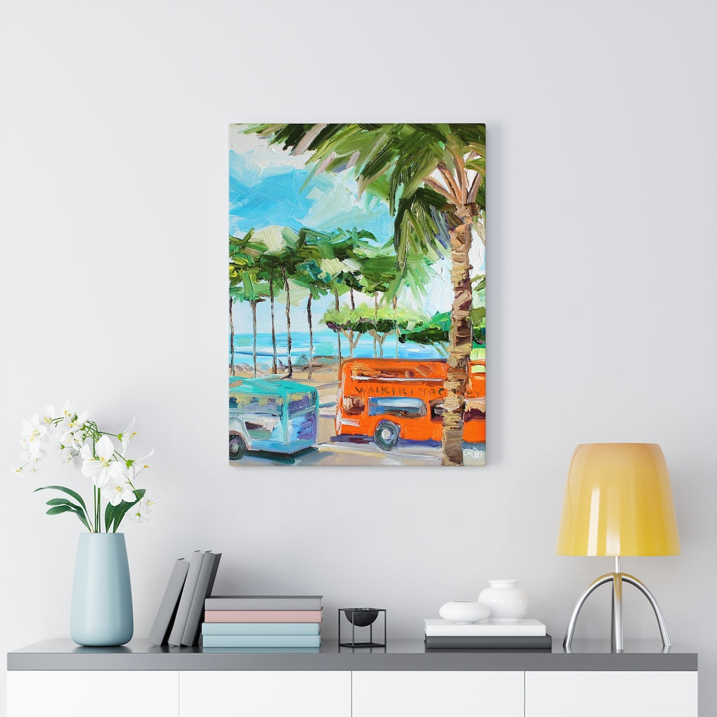 Waikiki Buses - Canvas Print